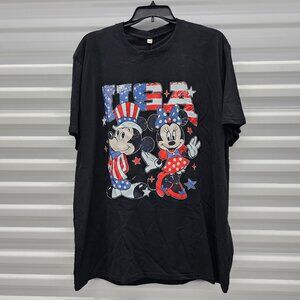 Men's Black Mickey & Minnie Graphic T-Shirt (5XL)